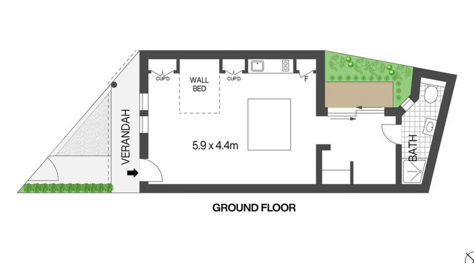 Floorplan of studio apartment