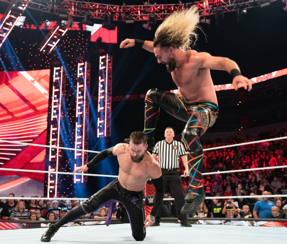 Rollins fighting Finn Bálor during Raw on November 14, 2022.<p>Courtesy WWE</p>