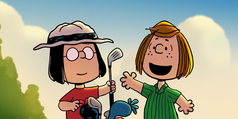 Marcie (left) caddies for her bestie Peppermint Patty and gets the spotlight in "Snoopy Presents: One-of-a-Kind Marcie."