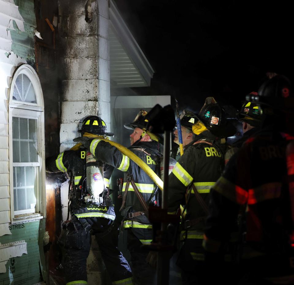 A wood stove fire extended to inside the walls 18 Hobson St., Brockton, on Saturday, Feb. 4, 2023.