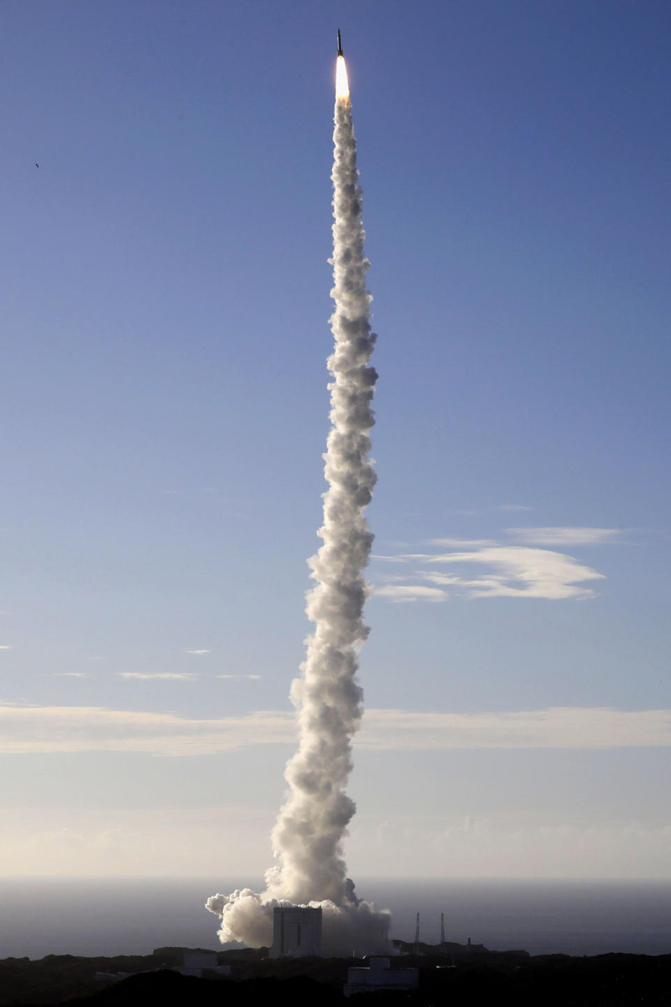 An H-IIA rocket with United Arab Emirates' Mars orbiter Hope lifts off from Tanegashima Space Center in Kagoshima, southern Japan Monday, July 20, 2020. A United Arab Emirates spacecraft rocketed away Monday on a seven-month journey to Mars, kicking off the Arab world’s first interplanetary mission. (Hiroki Yamauchi/Kyodo News via AP)