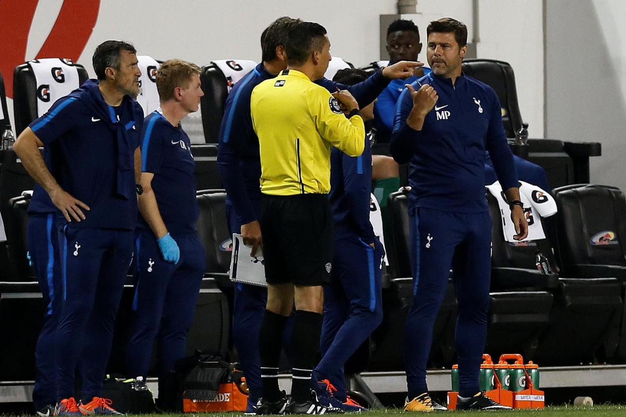 Pochettino was nearly sent from the bench in a fiery friendly against Roma on Tuesday: REUTERS