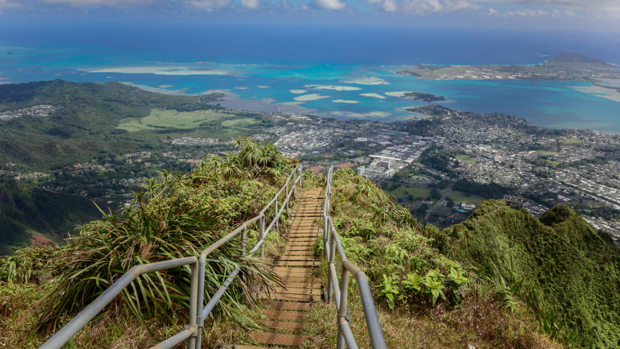  The Haiku Stairs in Honolulu with almost 4000 steps to offer views of the islands. 