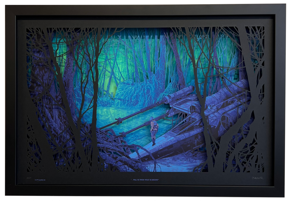 Daniel Danger's shadowbox "Will He Finish What He Begins" celebrates Luke Skywalker's arrival on Dagobah.