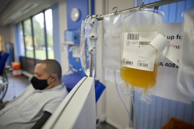 A man donates convalescent plasma