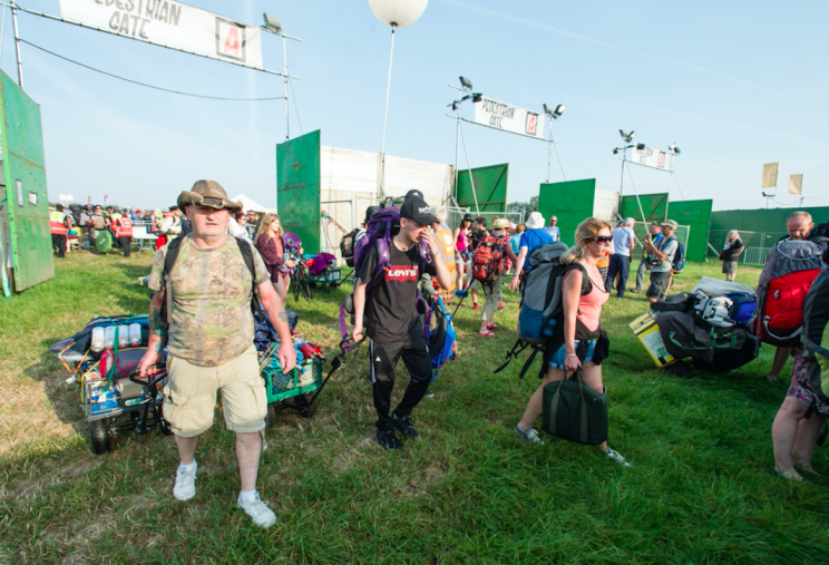 Revellers arriving at the Glastonbury Festival on Wednesday morning (Picture: Rex)