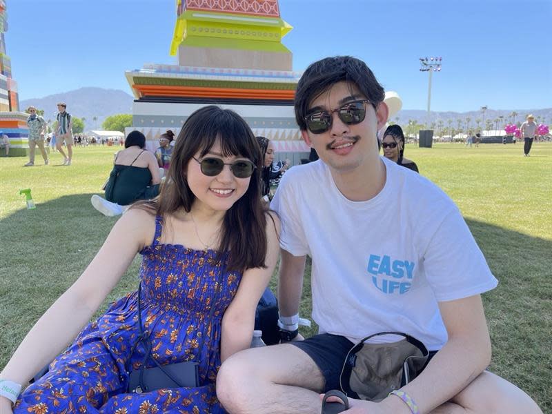 Natsumi Iwata and Takumi Tsuchiya attend the Coachella Valley Music and Arts Festival on Friday.