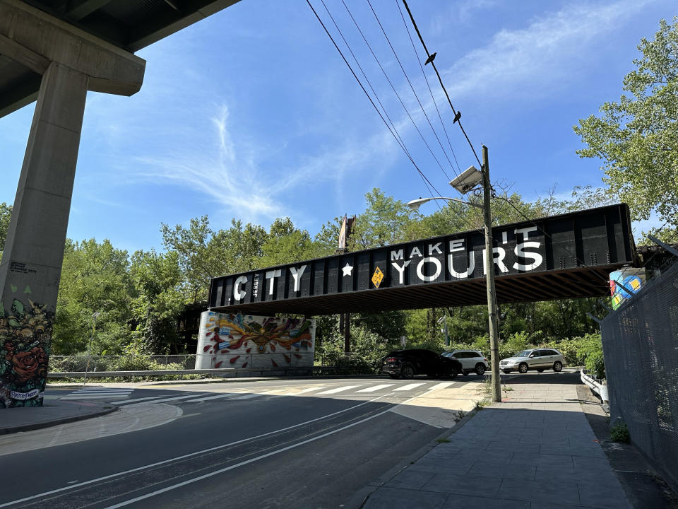 <p>A photo from the iPhone 14 Pro's main camera of graffiti on a bridge.</p>
