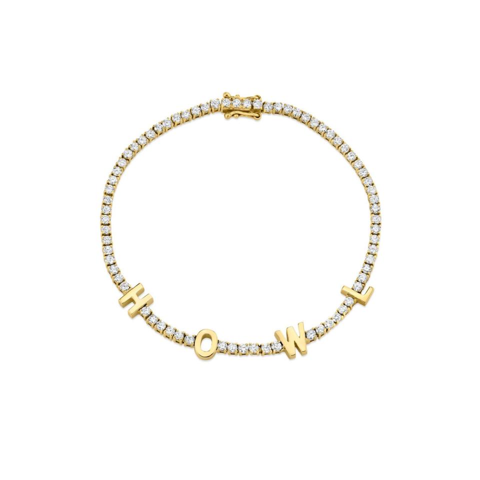 14k Yellow Gold Personalized Diamond Tennis Bracelet