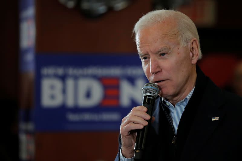 Democratic 2020 U.S. presidential candidate and former Vice President Joe Biden speaks during a campaign event in Hampton Beach, New Hampshire U.S.