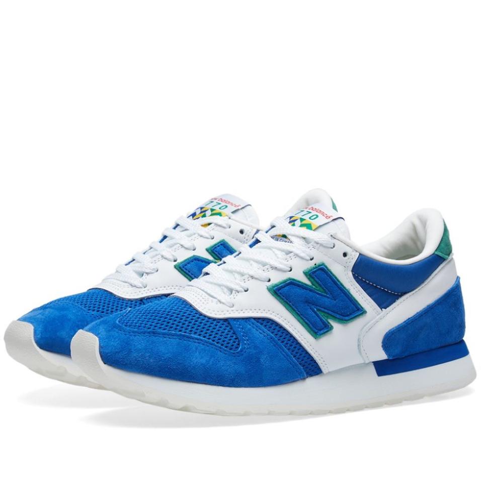 <p>The dad jean-wearing lords of 'Normcore', New Balance bring their signature retro style to these very well made (and oh-so catchily-named) M770CF's that are inspired by the Cumbrian flag, the region where they're made. </p><p><em>New Balance M770CF - Made in the UK 'Cumbrian Flag', £139, <a rel="nofollow noopener" href="https://www.endclothing.com/gb/new-balance-m770cf-made-in-the-uk-cumbrian-flag-m770cf.html" target="_blank" data-ylk="slk:endclothing.com;elm:context_link;itc:0;sec:content-canvas" class="link ">endclothing.com</a></em></p>