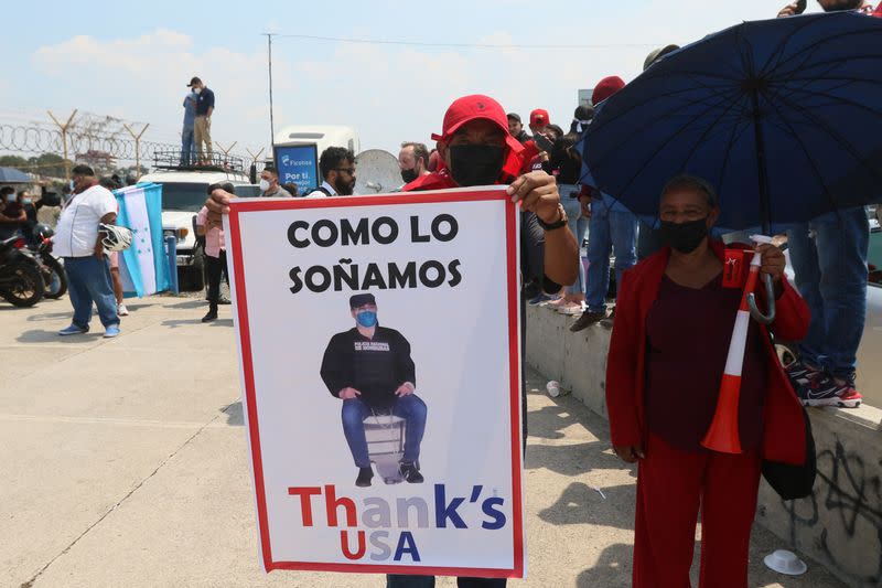 Honduran former President Juan Orlando Hernandez is being transported to the U.S., in Tegucigalpa