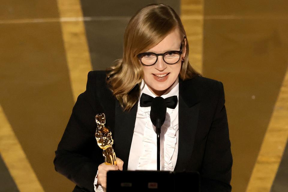 Sarah Polley accepts the Best Adapted Screenplay award for "Women Talking" onstage during the 95th Annual Academy Awards at Dolby Theatre on March 12, 2023 in Hollywood, California.