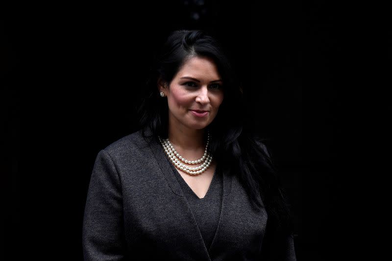 Britain's Home Secretary Priti Patel leaves Downing Street in London