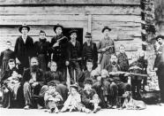 The Hatfield clan poses in April 1897 at a logging camp in southern West Virginia. The most infamous feud in American folklore, the long-running battle between the Hatfields and McCoys, may be partly explained by a rare, disease inherited by the McCoy clan that can lead to hair-trigger rage and violent outbursts.(AP Photo)