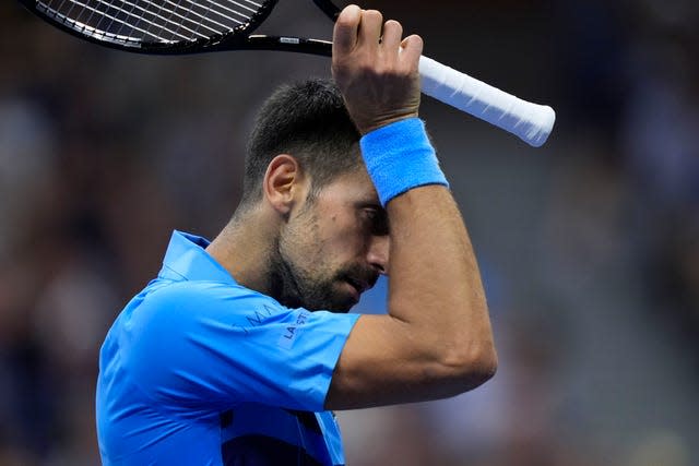 Novak Djokovic during his shock third-round exit at the 2024 US Open after defeat by Alexei Popyrin