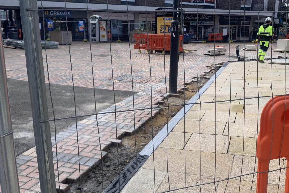 Improvement works to the area of Swindon town centre outside the closed Debenhams are ongoing <i>(Image: Dave Cox)</i>