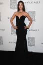 <p><strong>20 October</strong> Lily Aldridge looked sultry in a strapless Alex Perry gown and Bulgari jewellery.</p>