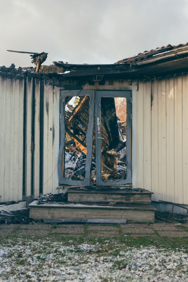 In 2015 alone, arsonists burned this refugee center outside the eastern town of Munkedal, twice. <span class="inline-image-credit">(Jonas Fogh and Sofia Busk)</span>