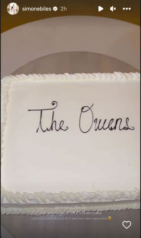 simone biles/instagram Simone Biles' Dairy Queen wedding cake