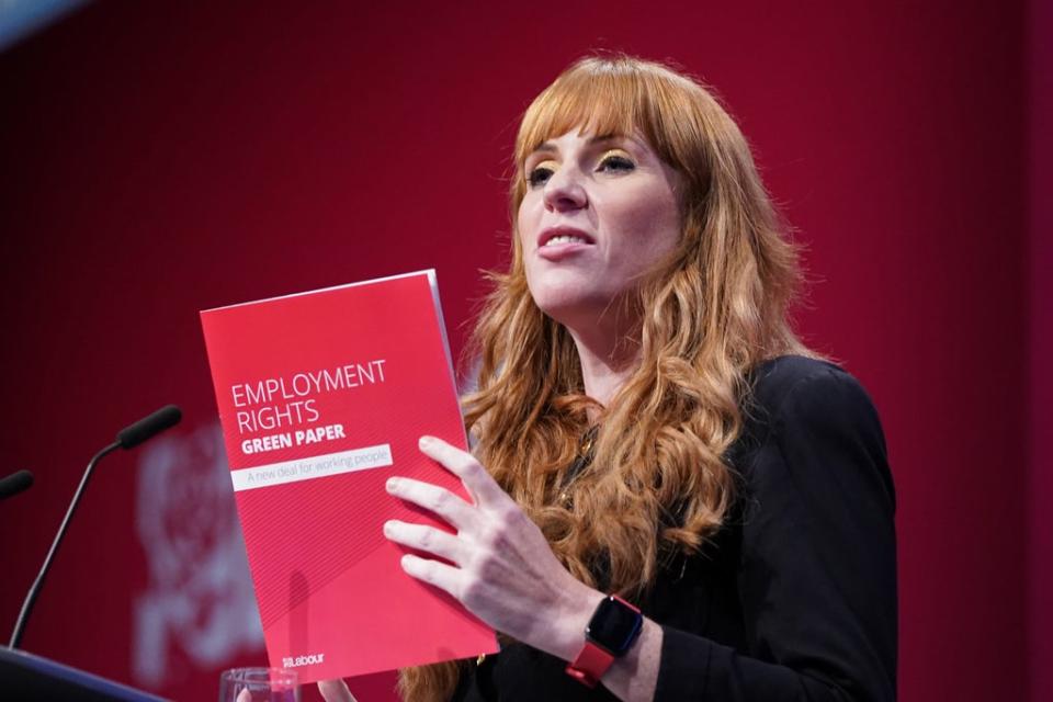 Labour deputy leader Angela Rayner speaks at the Labour Party conference in Brighton (Stefan Rousseau/PA) (PA Wire)