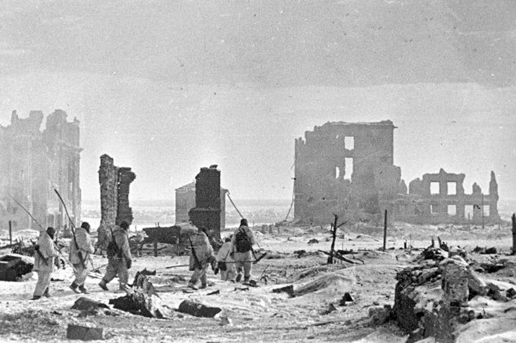 <span class="caption">The centre of Stalingrad after its liberation.</span> <span class="attribution"><a class="link " href="https://upload.wikimedia.org/wikipedia/commons/c/c0/RIAN_archive_602161_Center_of_Stalingrad_after_liberation.jpg" rel="nofollow noopener" target="_blank" data-ylk="slk:wikimedia commons;elm:context_link;itc:0;sec:content-canvas">wikimedia commons</a>, <a class="link " href="http://creativecommons.org/licenses/by-sa/4.0/" rel="nofollow noopener" target="_blank" data-ylk="slk:CC BY-SA;elm:context_link;itc:0;sec:content-canvas">CC BY-SA</a></span>