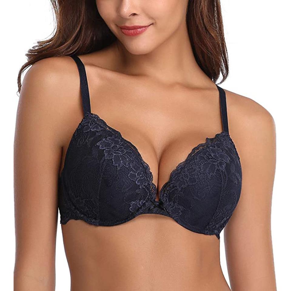 Deyllo Women’s Push Up Lace Bra Comfort Padded Underwire Bra