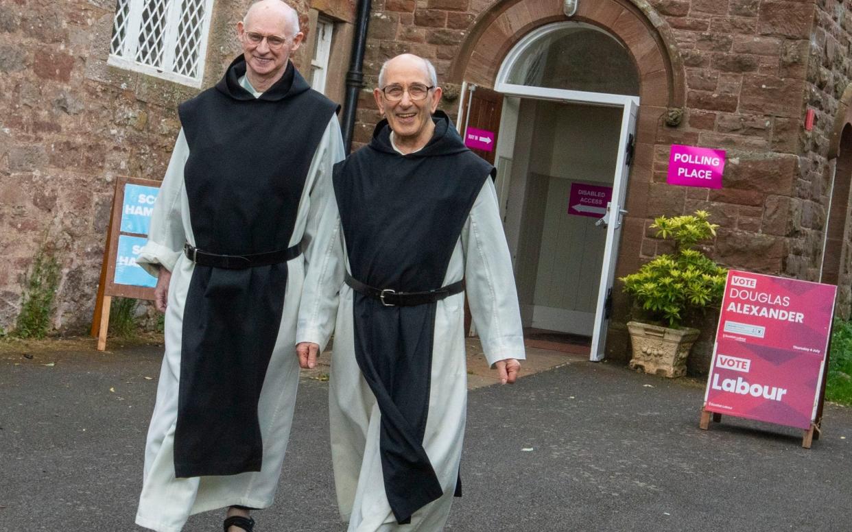 Monks from Sancta Maria Abbey in East Lothian cast their vote