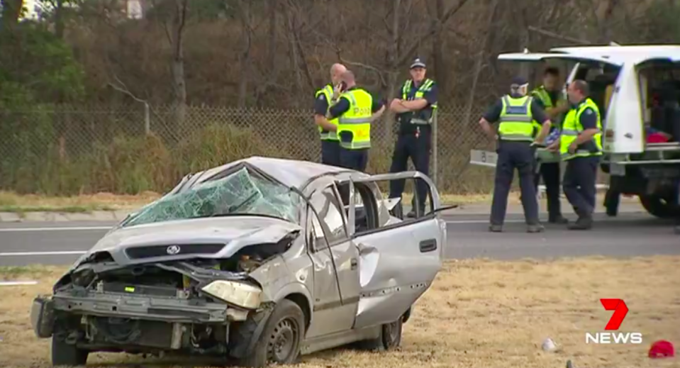 The stolen Holden Astra following the crash. Source: 7News