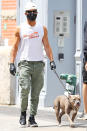 <p>Justin Theroux lets his dog lead the way during their walk in N.Y.C. on Monday.</p>