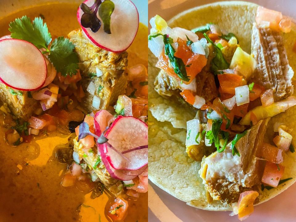 Birria tacos in two photos