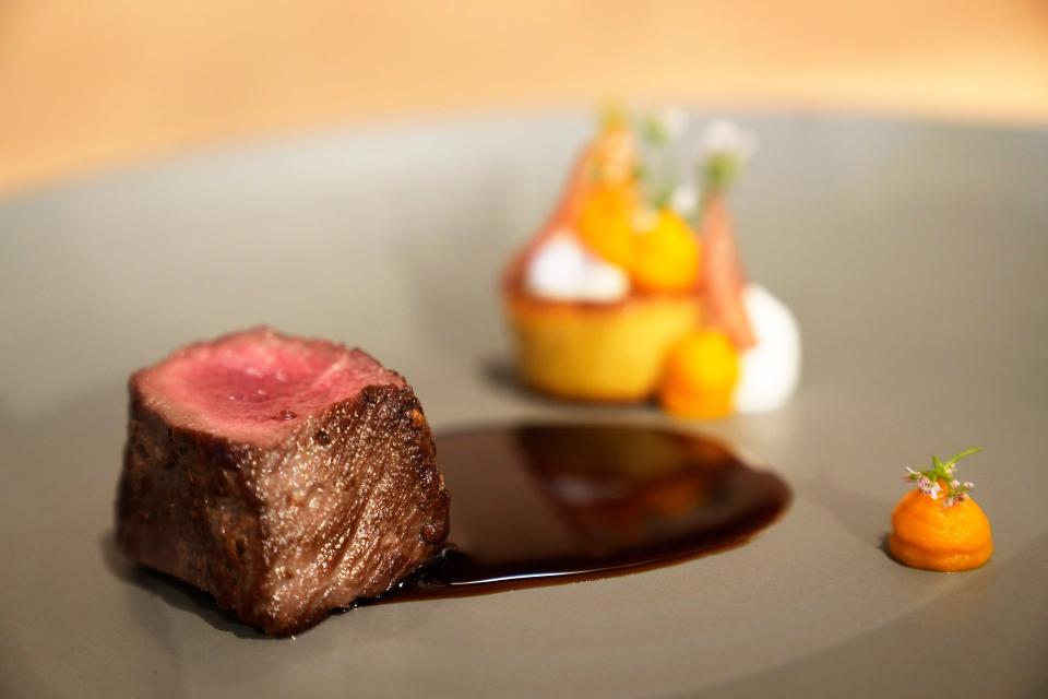 Lamb loin, chickpea, carrot and yogurt from Course, a new multicourse restaurant in Scottsdale.