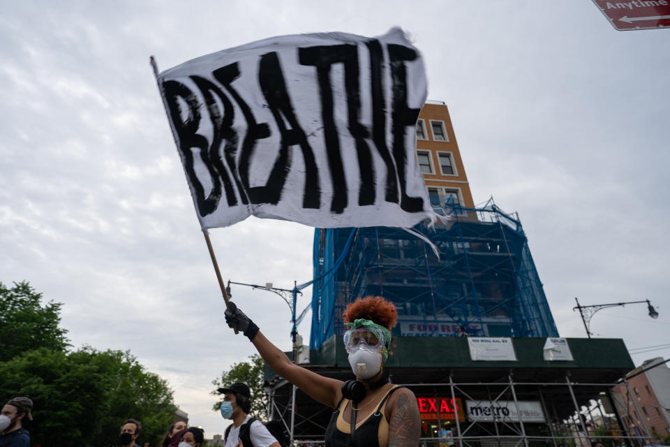 Demonstrators gather to protest the death of George Floyd in the South Bronx on June 4, 2020. The mostly Black and Latinx area has some of the worst air quality and highest rates of asthma in New York City. (Photo: David Dee Delgado via Getty Images)