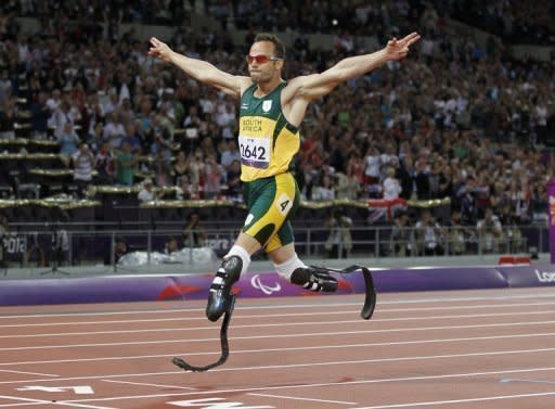 El sudafricano Oscar Pistorius, ganador de los 400 m (T44), el 8 de setiembre en los juegos Paralímpicos de Londres