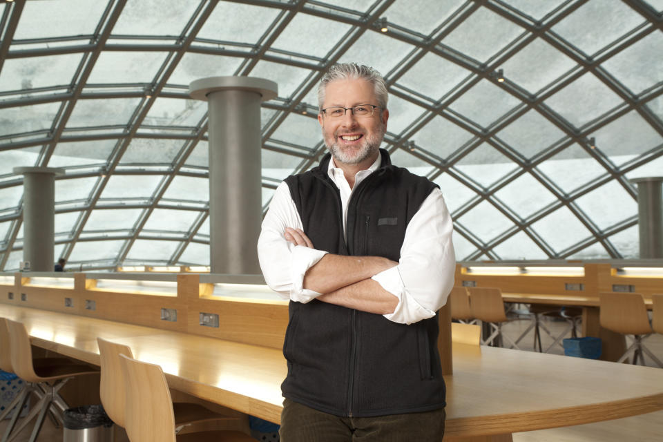 This photo released by PBS shows host Neil Shubin of "Your Inner Fish," a three-part documentary PBS series that examines the evolution of the human body. It debuts Wednesday, April 9, 2014, on PBS. (AP Photo/PBS, Courtesy of Nathaniel Chadwick Copyright Tangled Bank Studios, LLC)