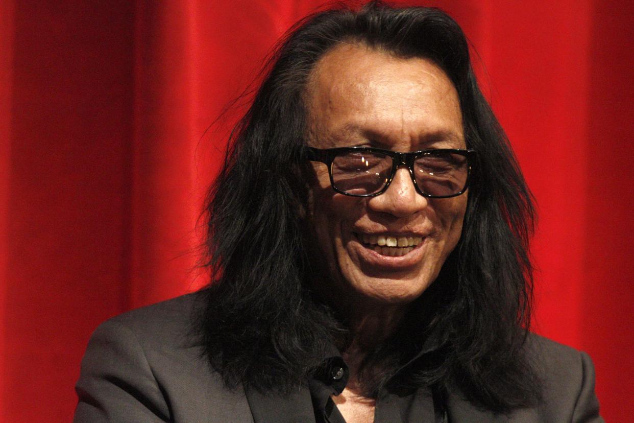 'Searching for Sugar Man' film subject Sixto Rodriguez takes part in a question and answer session on stage on July 31, 2012, during the 8th Annual Traverse City Film Festival in Traverse City, Mich.