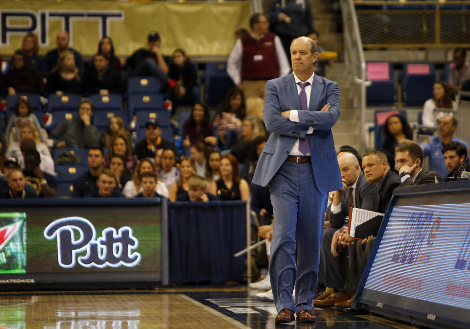 PITTSBURGH, PA – FEBRUARY 24: Head coach Kevin Stallings of the Pittsburgh Panthers looks on against the Virginia Cavaliers at Petersen Events Center on February 24, 2018 in Pittsburgh, Pennsylvania. (Photo by Justin K. Aller/Getty Images)