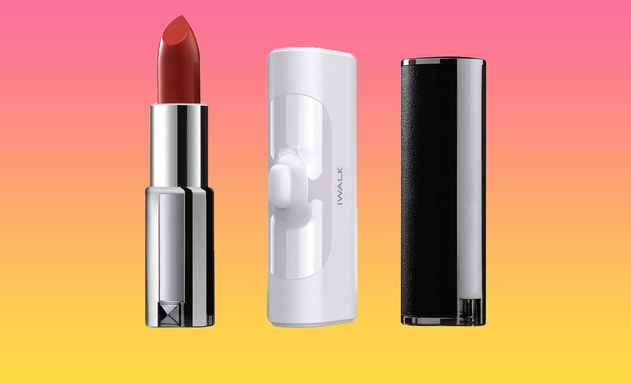 iWalk portable charger with tube of lipstick (Photo: iWALK)