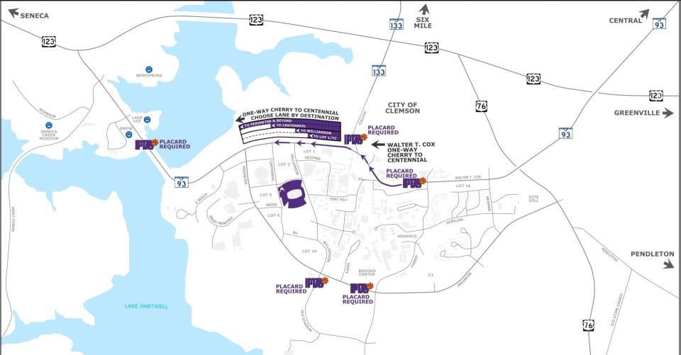 Clemson Football Pregame Traffic Flow Map