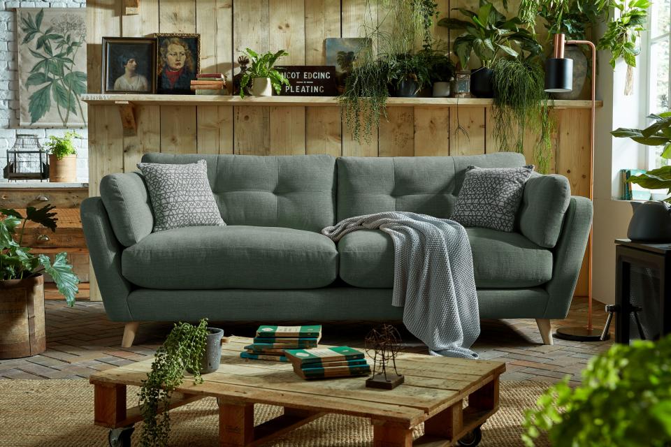 Sofology Pioneer 4 Seater Sofa, Plain Sage Green Geometric Mix, £1,499Sofology