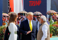 U.S. President Donald Trump and first lady Melania Trump arrive at Sardar Vallabhbhai Patel International airport in Ahmedabad, India, February 19, 2020, February 24, 2020. REUTERS/Al Drago