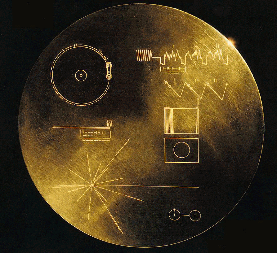 Cover of the Golden Record, copies of which were sent aboard NASA's Voyager 1 and Voyager 2 probes in 1977.