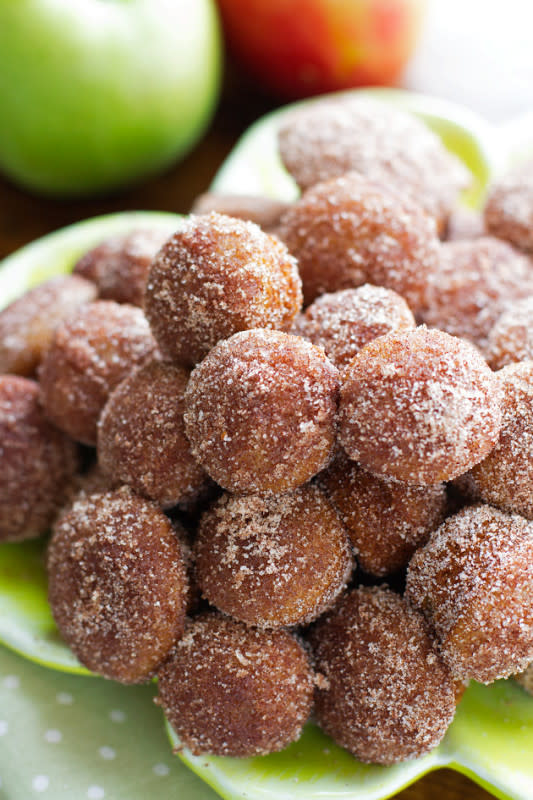 <p>Little Spice Jar</p><p>Delicious donut holes that are loaded with the flavors of apple cider and rolled around in cinnamon sugar. </p><p><strong>Get the recipe: <em><a href="https://littlespicejar.com/baked-apple-cider-donut-holes/" rel="nofollow noopener" target="_blank" data-ylk="slk:Baked Apple Cider Donut Holes;elm:context_link;itc:0;sec:content-canvas" class="link ">Baked Apple Cider Donut Holes</a></em></strong></p>