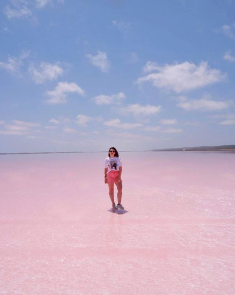 A woman is pictured standing in the Hutt Lagoon. Source: Instagram