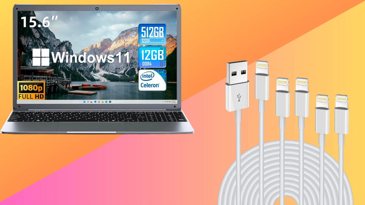 Llévate una fantástica laptop por solo 310 dólares, mucho menos de los más de 1 000 que suele costar, y un paquete de cables lightning por un precio irrisorio. (Foto: Amazon)
