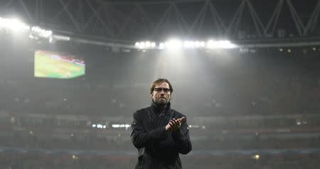 Borussia Dortmund coach Juergen Klopp reacts after losing to Arsenal in their Champions League group D soccer match in London November 26, 2014. Arsenal won the match 2-0. REUTERS/Dylan Martinez