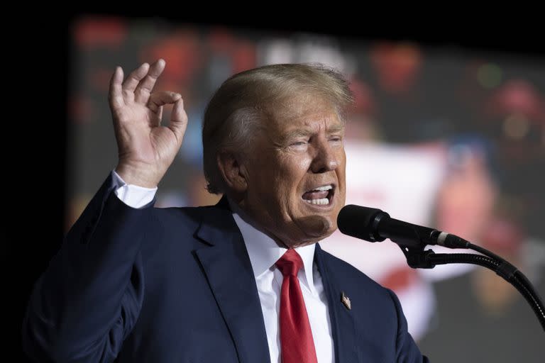 El expresidente estadounidense, Donald Trump, en un evento en Minden, Nevada, el 8 de octubre del 2022. (Foto AP/José Luis Villegas, Pool)