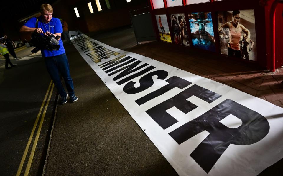 Mr Corden's banner - GETTY IMAGES