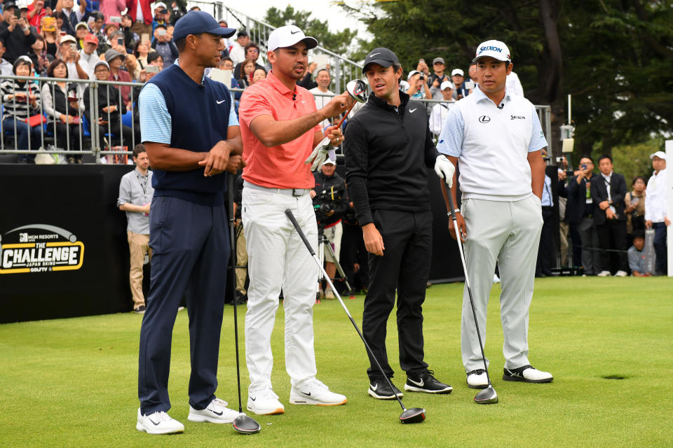 Tiger Woods, Jason Day, Rory McIlroy and Hideki Matsuyama. (Getty)