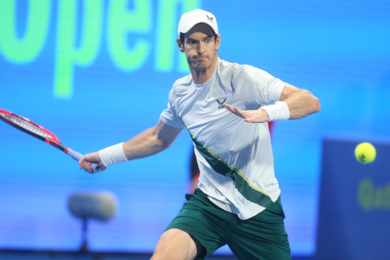 Andy Murray of Great Britain returns to Daniel Medvedev (AP)